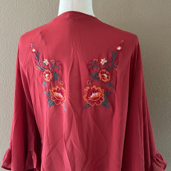 Embroidered front tie cardigan - Picture 3 of 5